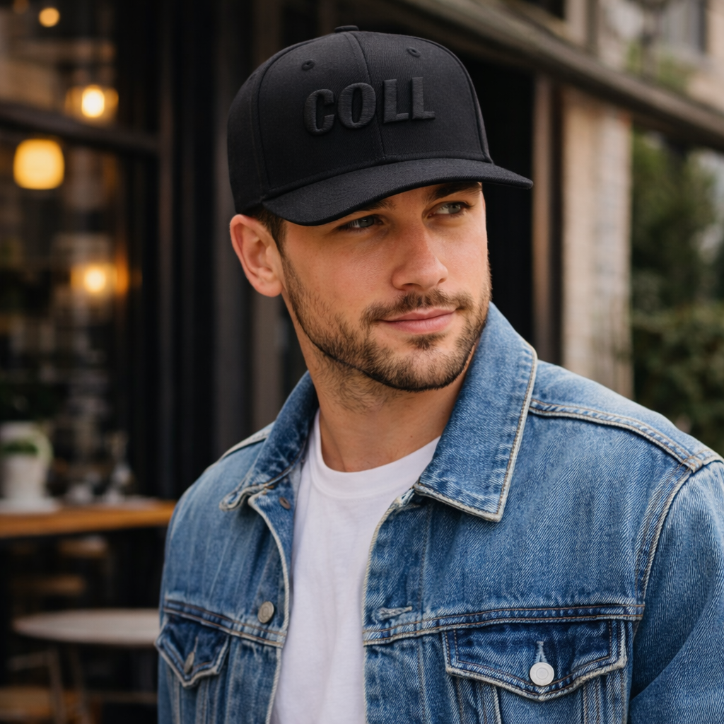 COLL Black 3D Embroidered Snapback Cap