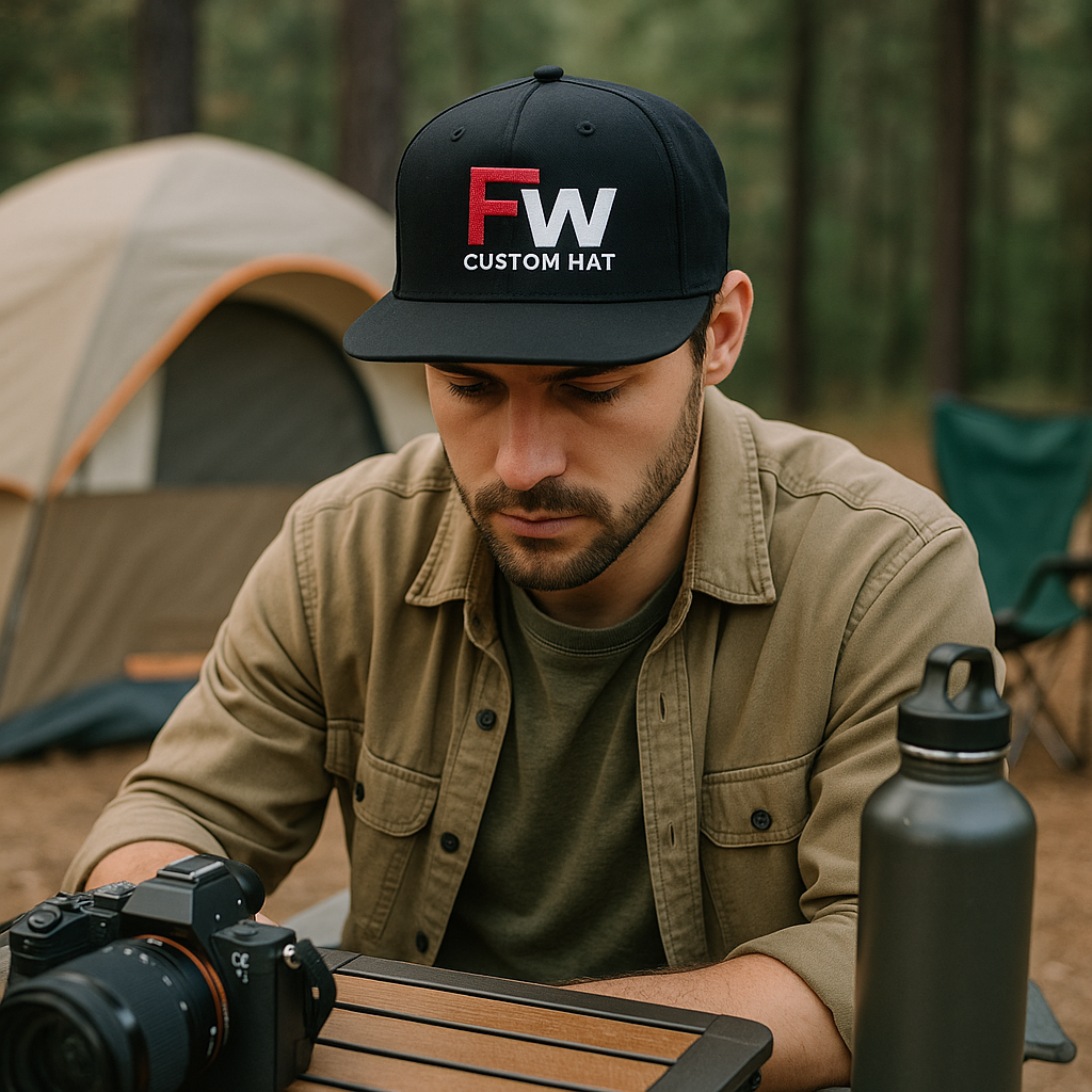 Bold Logo Flat Brim Snapback Cap with 3D Embroidery