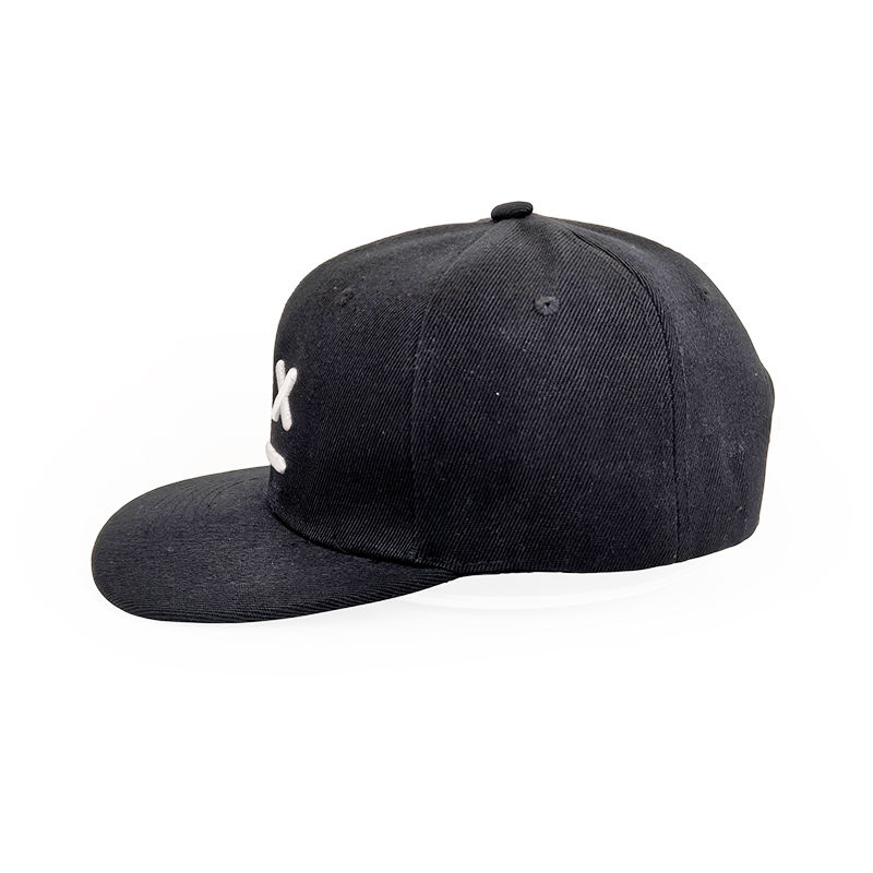 Minimalist X-Face 3D Embroidered Black Snapback Hat