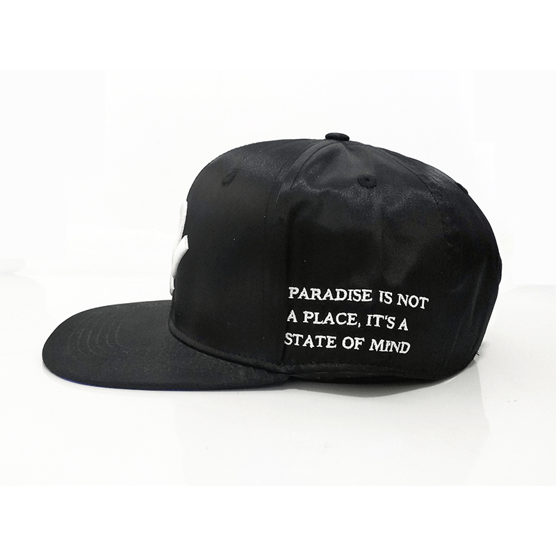 Black Flat Brim Snapback Hat with Raised 'R' 3D Embroidery