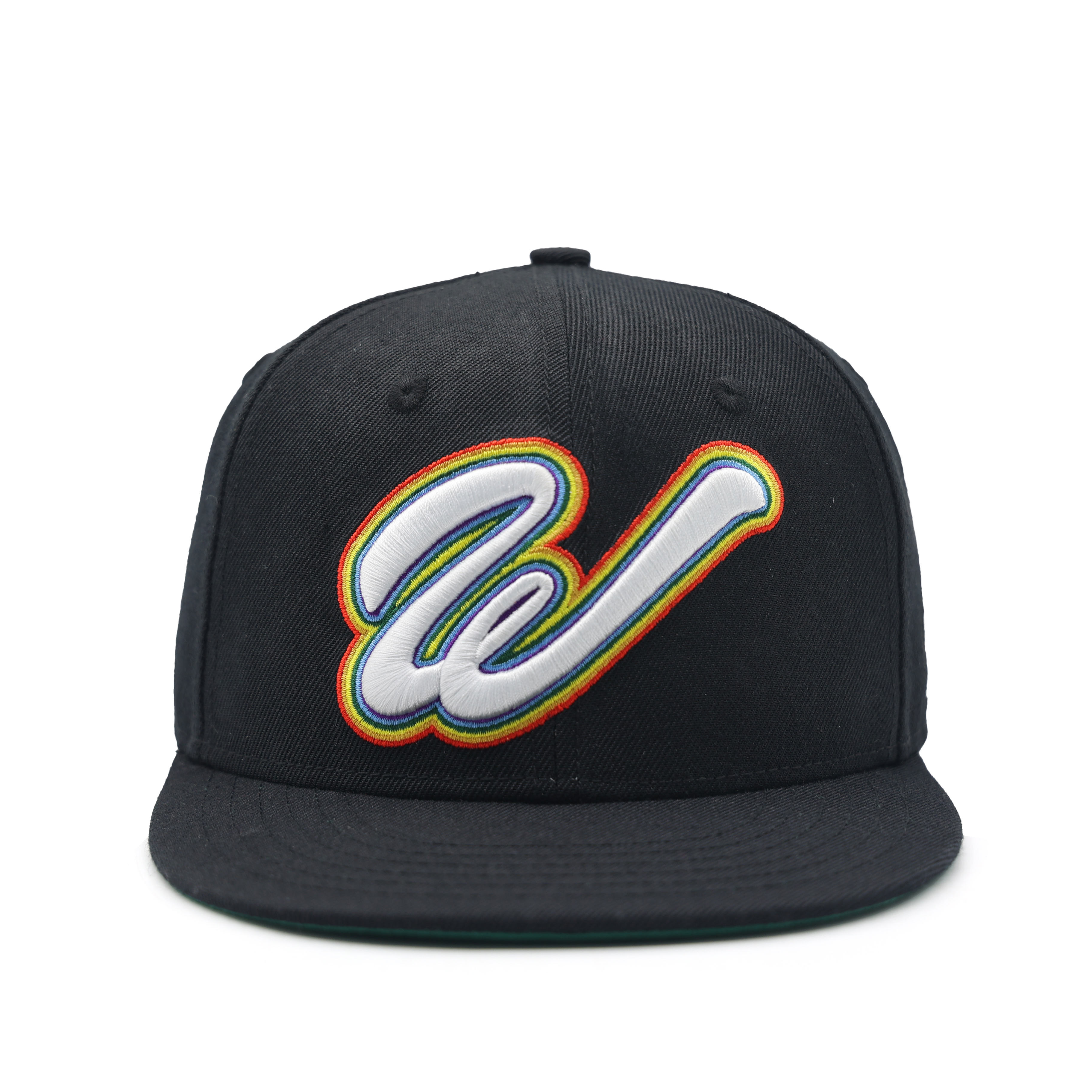 Premium Rainbow Logo Black Snapback Cap — Custom Streetwear Style