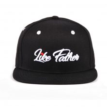 “Like Father” Black Flat Brim Snapback Cap – Bold Statement Headwear