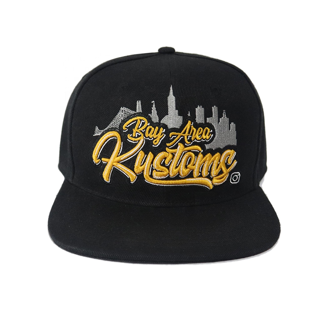 Premium Flat Brim Snapback Cap with Embroidered City Design
