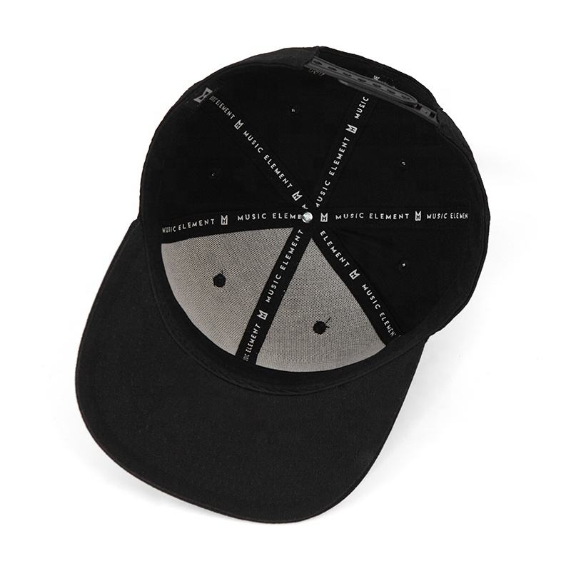All Black Minimalist Snapback Cap – 3D Logo Flat Brim Hat