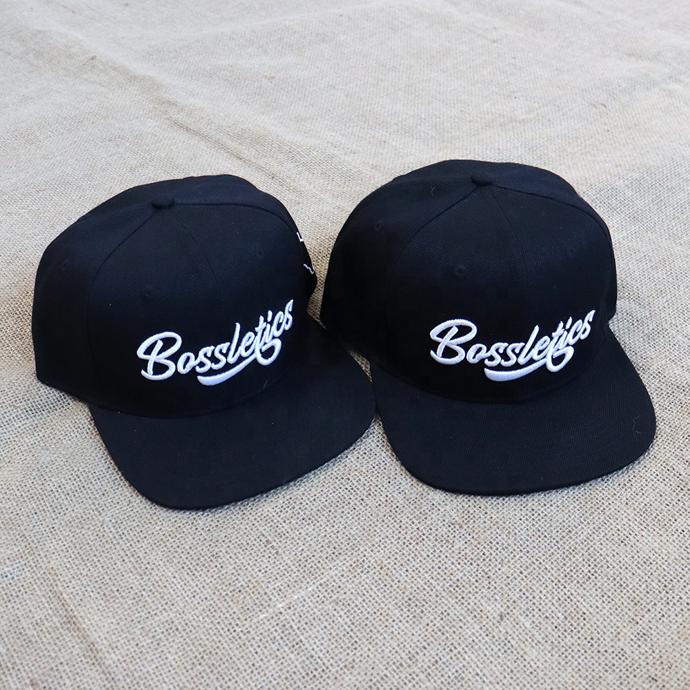 Bold Black Snapback Hat with 3D Embroidered Streetwear Logo