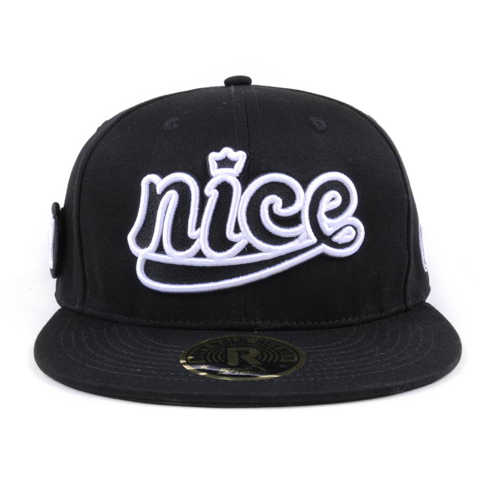 Black Snapback Cap with 3D Embroidered &quotNice