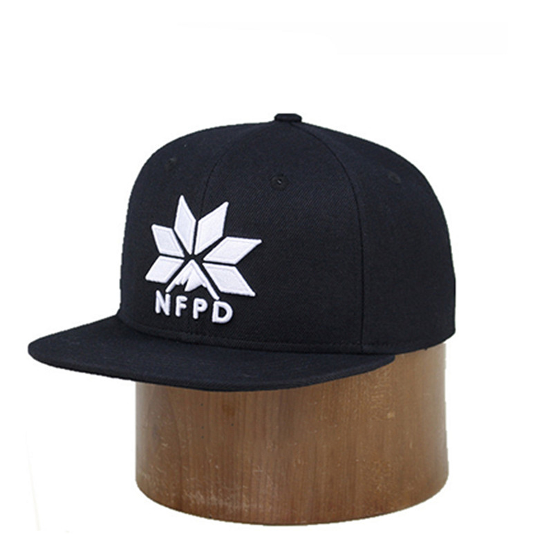 Black 6‑Panel Custom 3D Embroidered Snapback Hat – Streetwear Flat Brim Snapback Cap