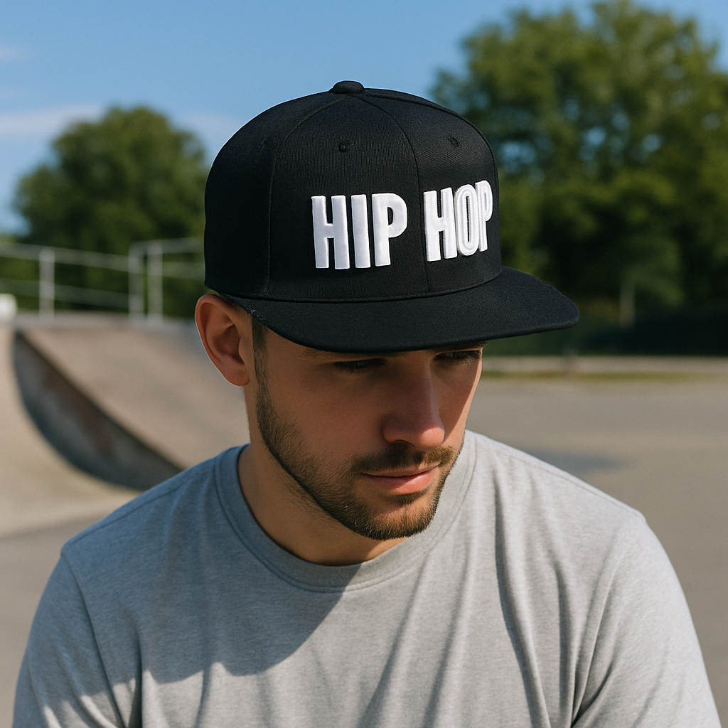 Black HIP HOP 3D Embroidered Snapback Hat – Flat Brim Urban Style Cap