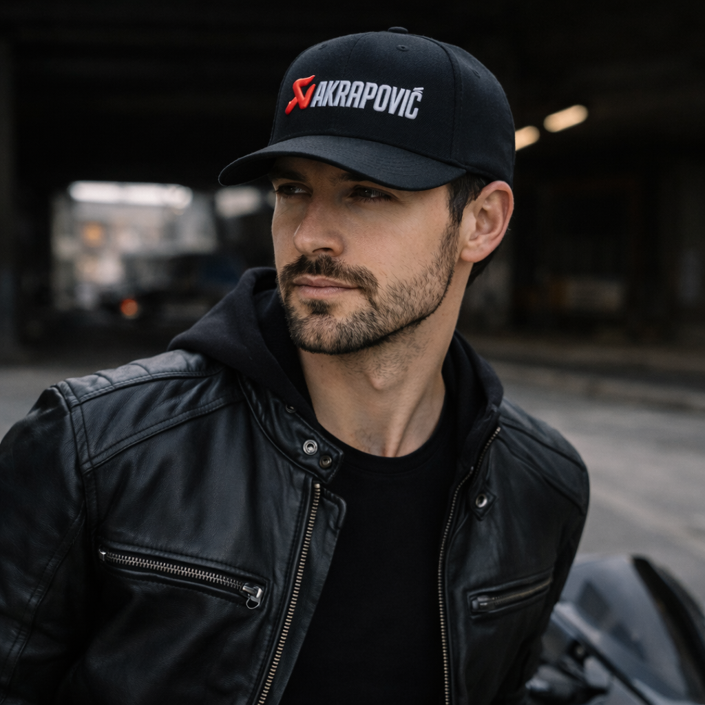 Black Flat Brim Cap with Red & White 3D Embroidery – 6 Panel Streetwear Snapback