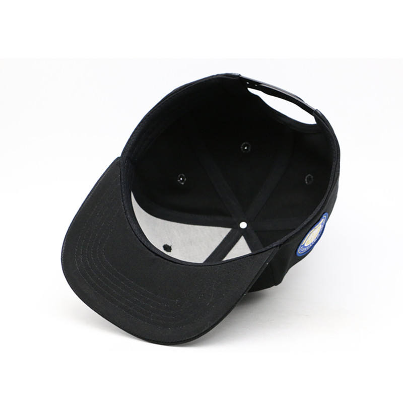 Black Snapback Hat with Trial University 3D Embroidery – Flat Brim Cap