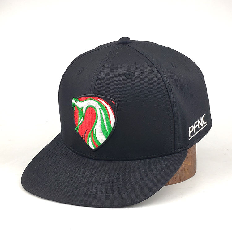 Black Snake Embroidery Snapback Cap – Bold Urban Flat Brim Hat