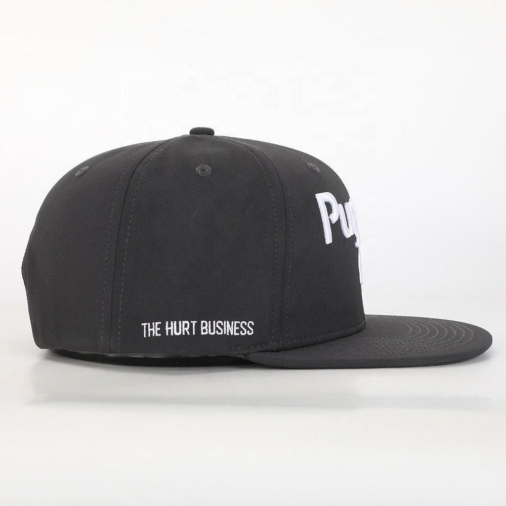 Pugilist Punks Black Snapback Hat with 3D Embroidery