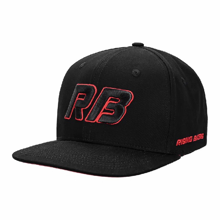 Black Flat Brim Snapback Hat with 3D RB Embroidery