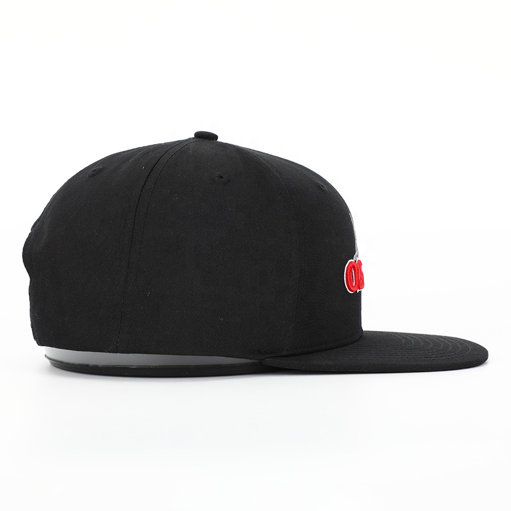 Black Snapback Cap with 3D Osaka Embroidery – 6 Panel Streetwear Hat