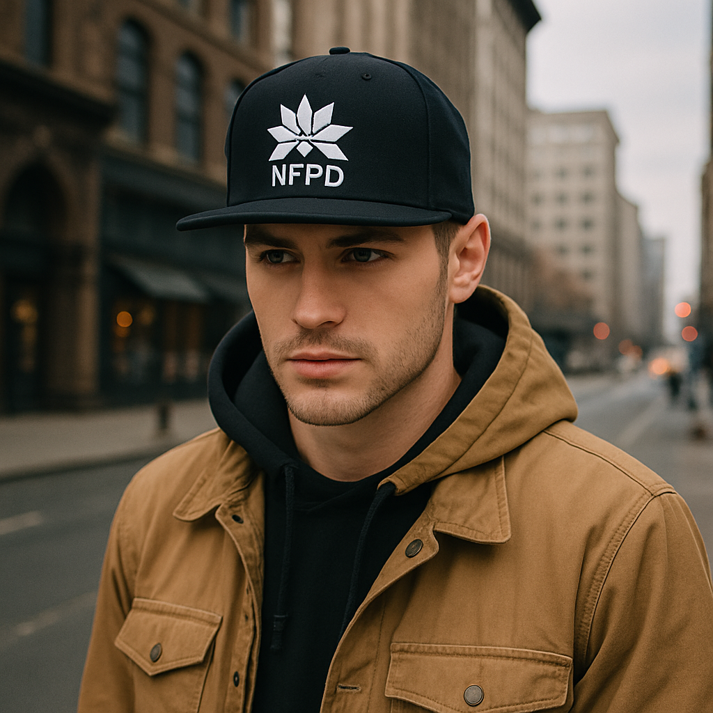 Black 6‑Panel Custom 3D Embroidered Snapback Hat – Streetwear Flat Brim Snapback Cap