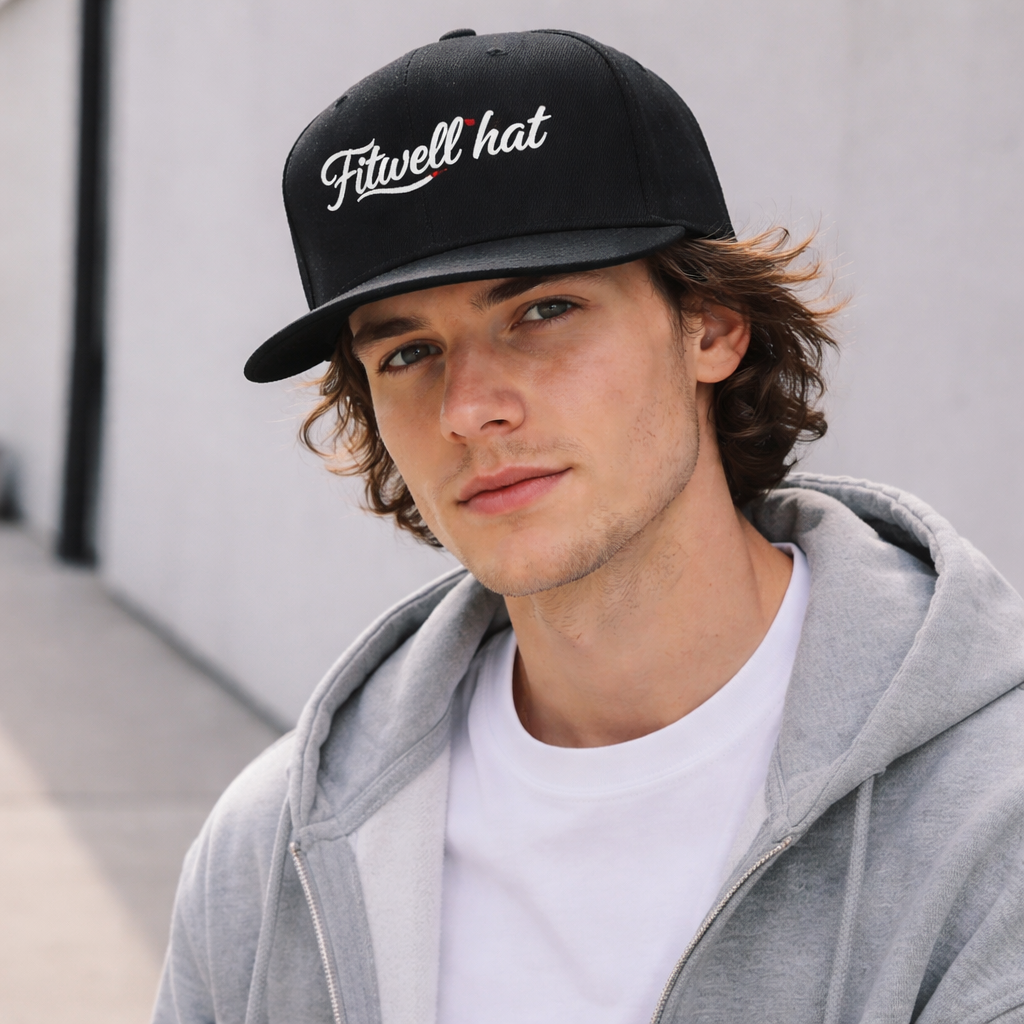 “Like Father” Black Flat Brim Snapback Cap – Bold Statement Headwear