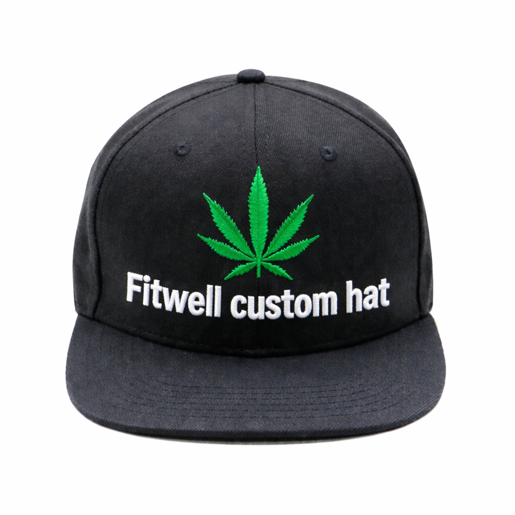 Garden State Embroidered Leaf Flat Brim Snapback Cap