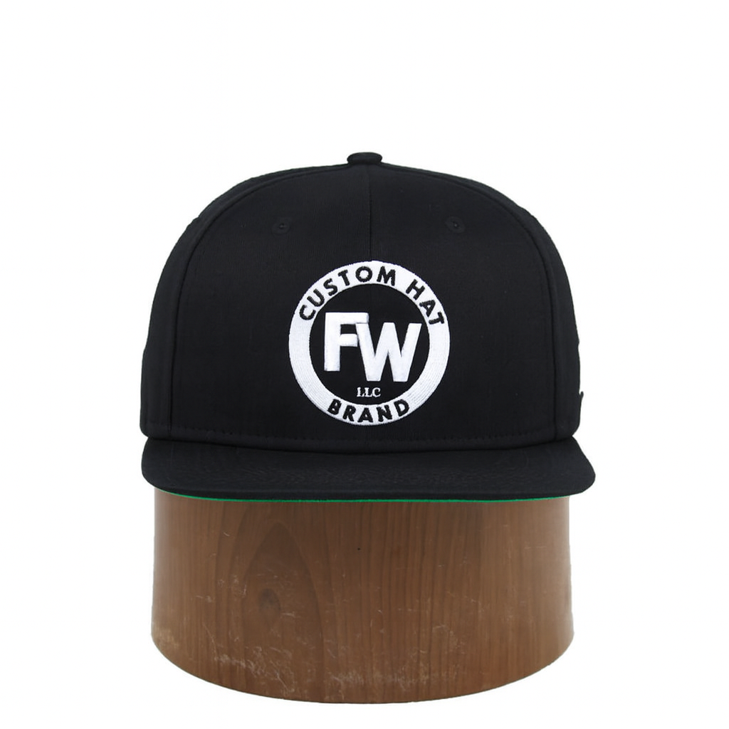 Black Flat Brim Snapback Hat with Iconic Fashion Brand 3D Embroidery