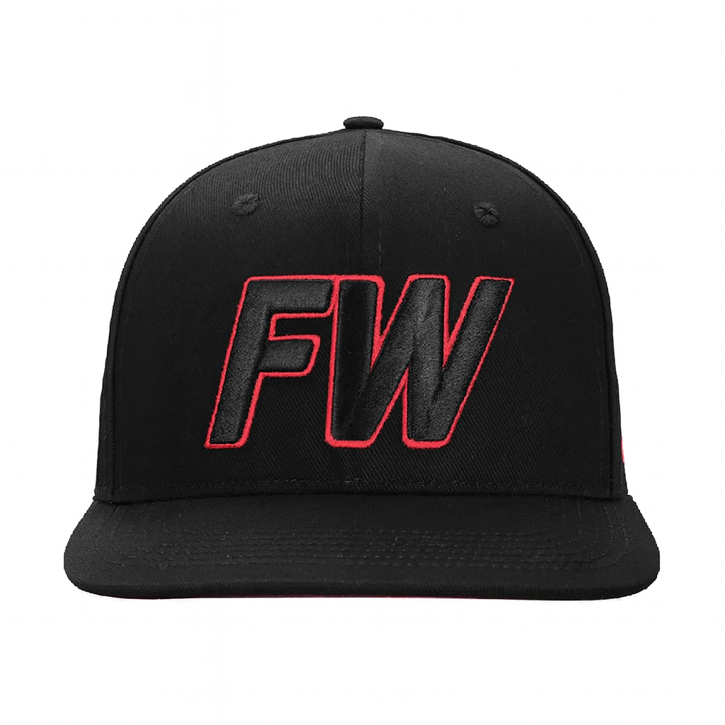 Black Flat Brim Snapback Hat with 3D RB Embroidery