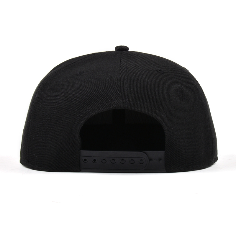 Black 6-Panel Snapback Cap with Bold Rose Embroidery