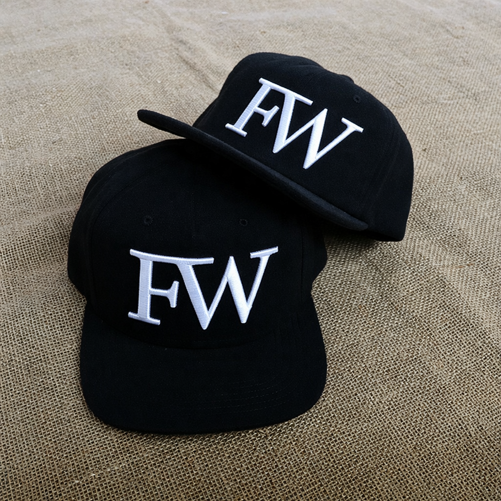 Black 6 Panel Snapback Cap with 3D Embroidered Logo Classic Streetwear Hat