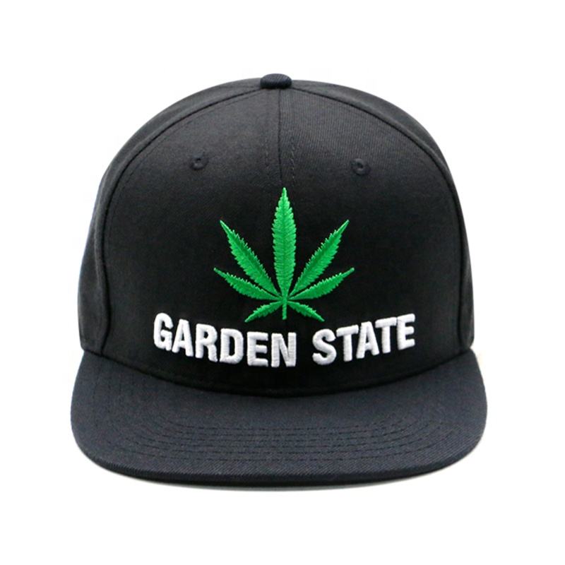 Garden State Embroidered Leaf Flat Brim Snapback Cap