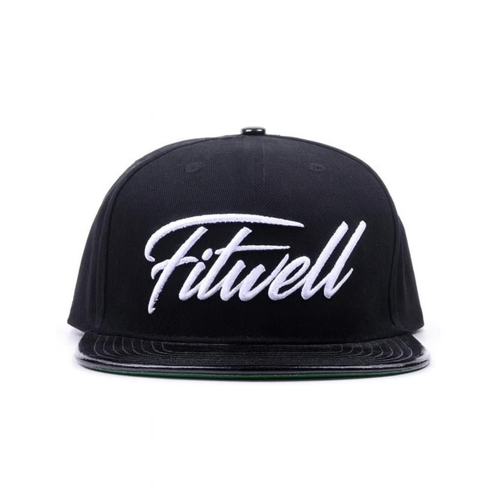 Black Flat Bill Snapback Hat with TEAM Script 3D Embroidery