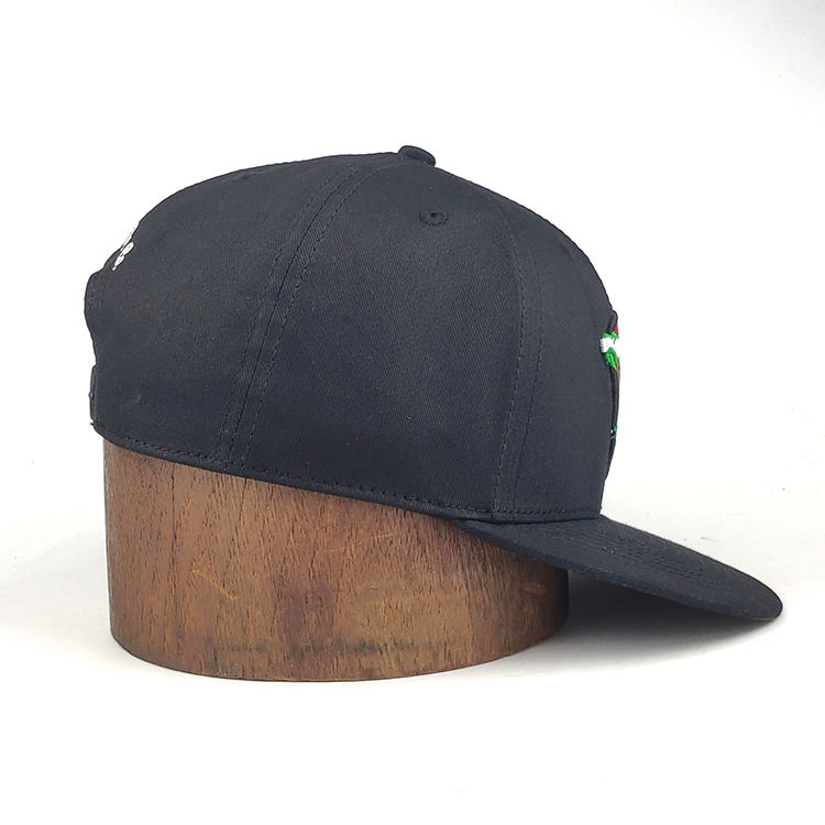 Black Snake Embroidery Snapback Cap – Bold Urban Flat Brim Hat