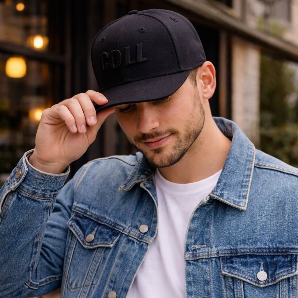 COLL Black 3D Embroidered Snapback Cap