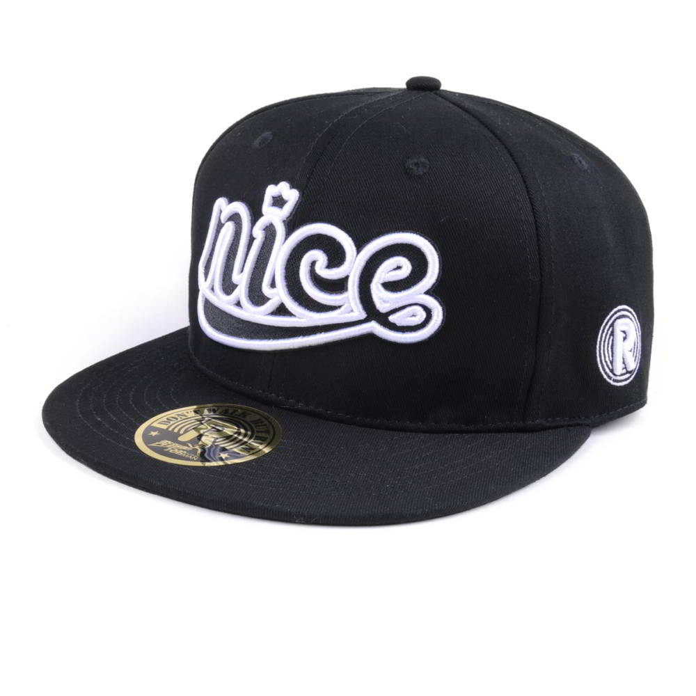 Black Snapback Cap with 3D Embroidered &quotNice