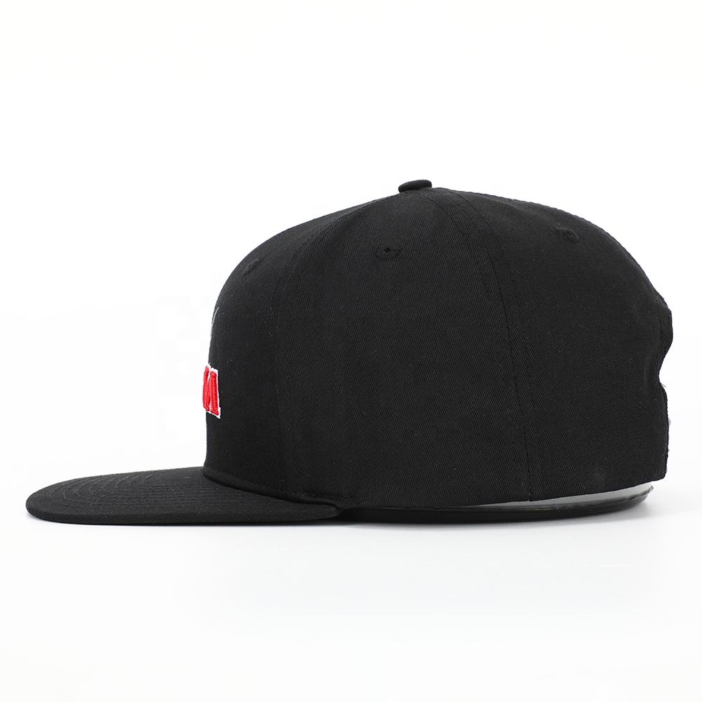 Black Snapback Cap with 3D Osaka Embroidery – 6 Panel Streetwear Hat