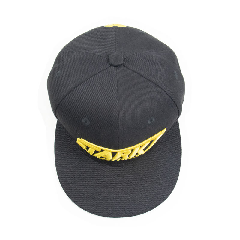 Stark Industries Flat Brim Snapback Hat with Yellow 3D Embroidery