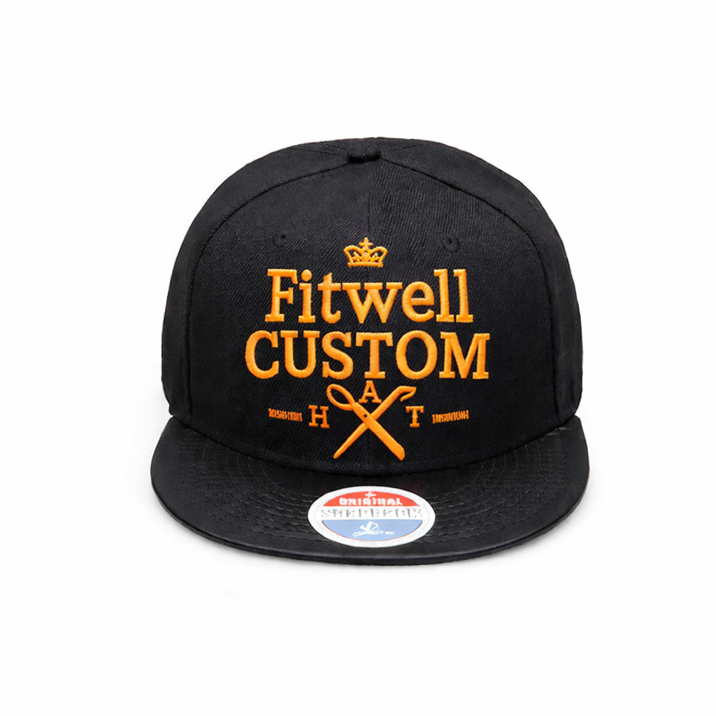 Hard Graft Embroidered Snapback Cap – Black & Orange Urban Style