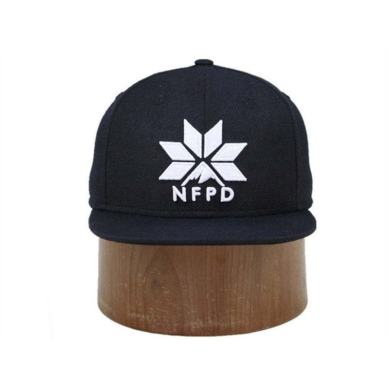 Black 6‑Panel Custom 3D Embroidered Snapback Hat – Streetwear Flat Brim Snapback Cap