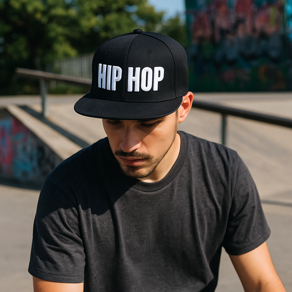 Black HIP HOP 3D Embroidered Snapback Hat – Flat Brim Urban Style Cap