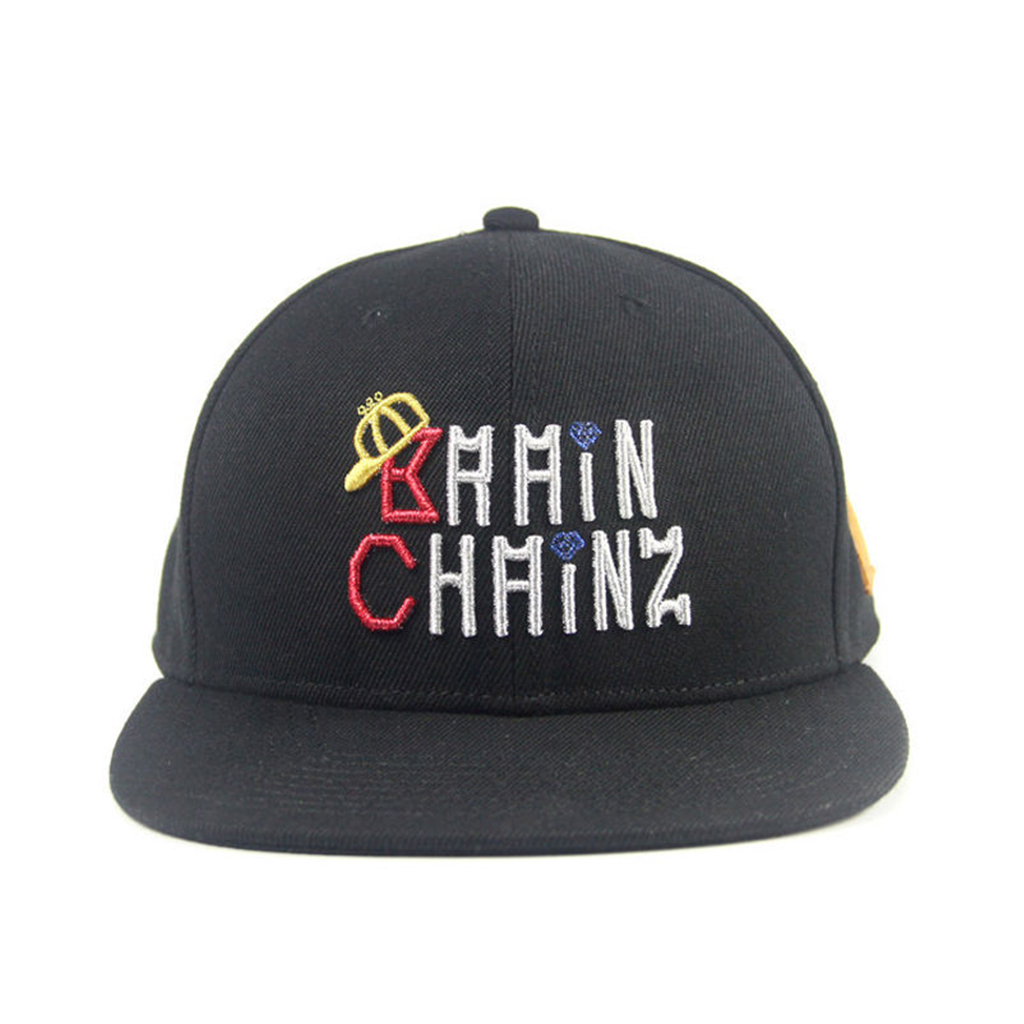 KHAIN CHHAINZ Color Letter Embroidered Flat Brim Cap