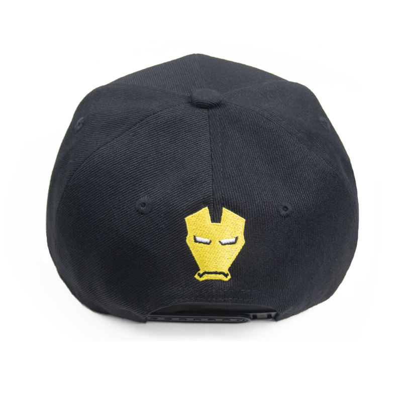Stark Industries Flat Brim Snapback Hat with Yellow 3D Embroidery