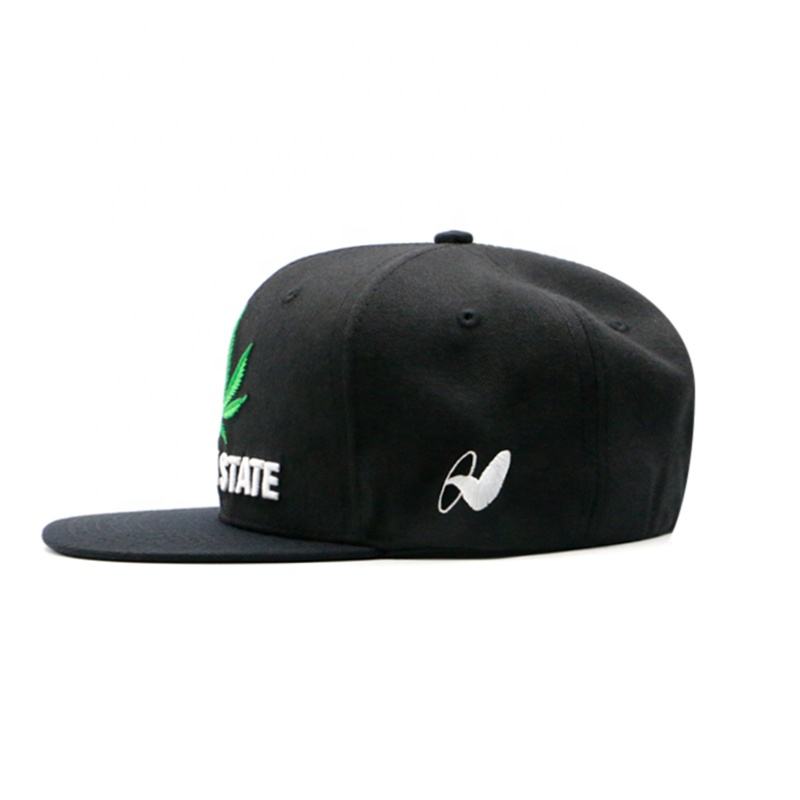Garden State Embroidered Leaf Flat Brim Snapback Cap