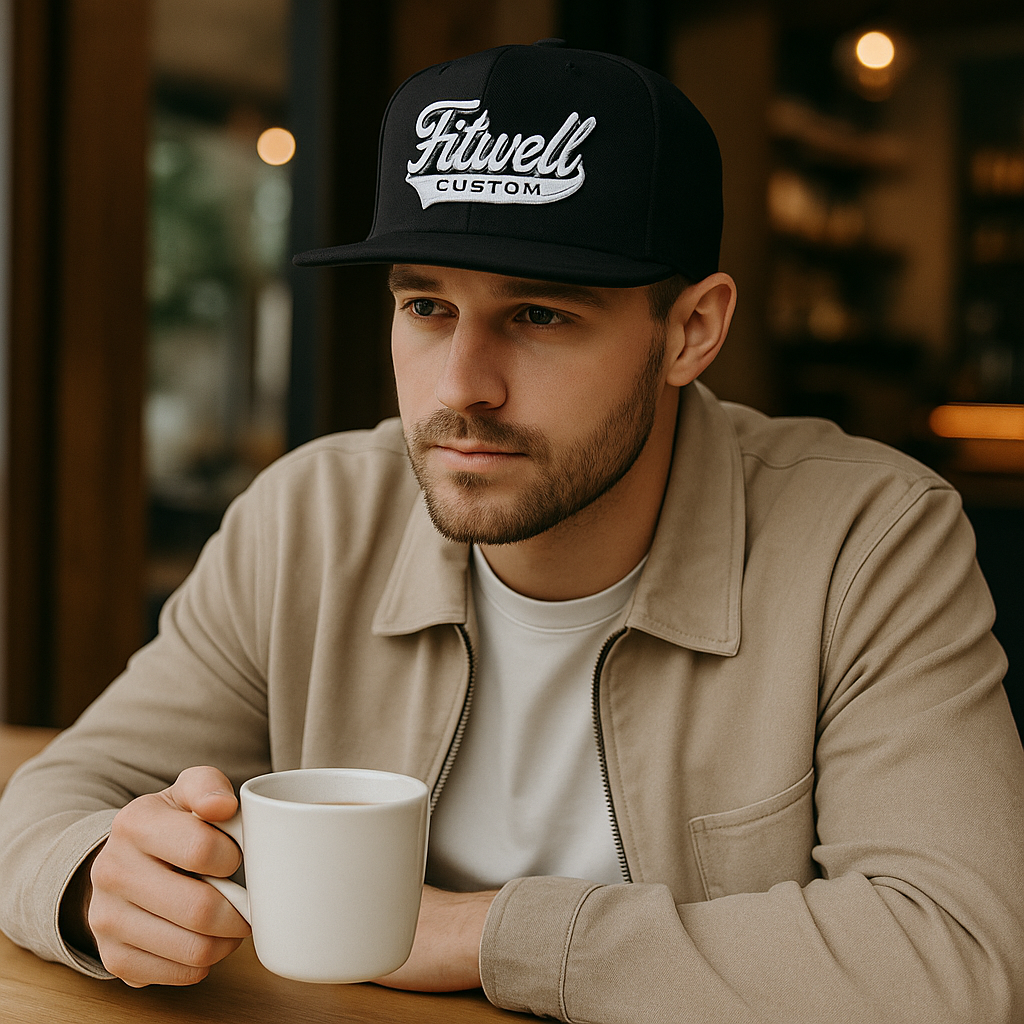 Black Snapback Hat with Trial University 3D Embroidery – Flat Brim Cap