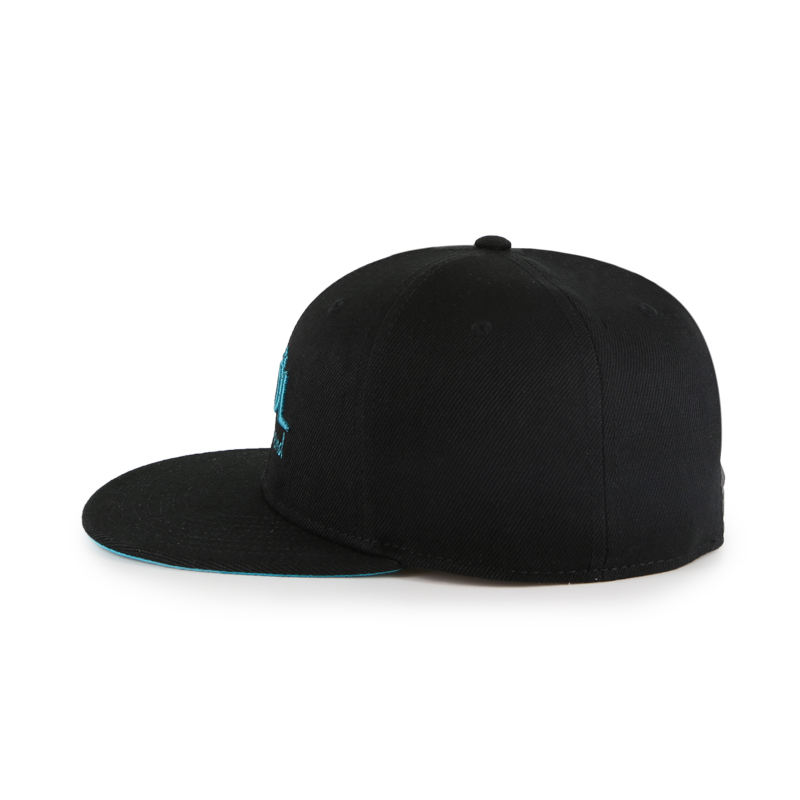 Black Flat Brim Snapback Hat with Blue 3D Embroidered &quotBe Cool