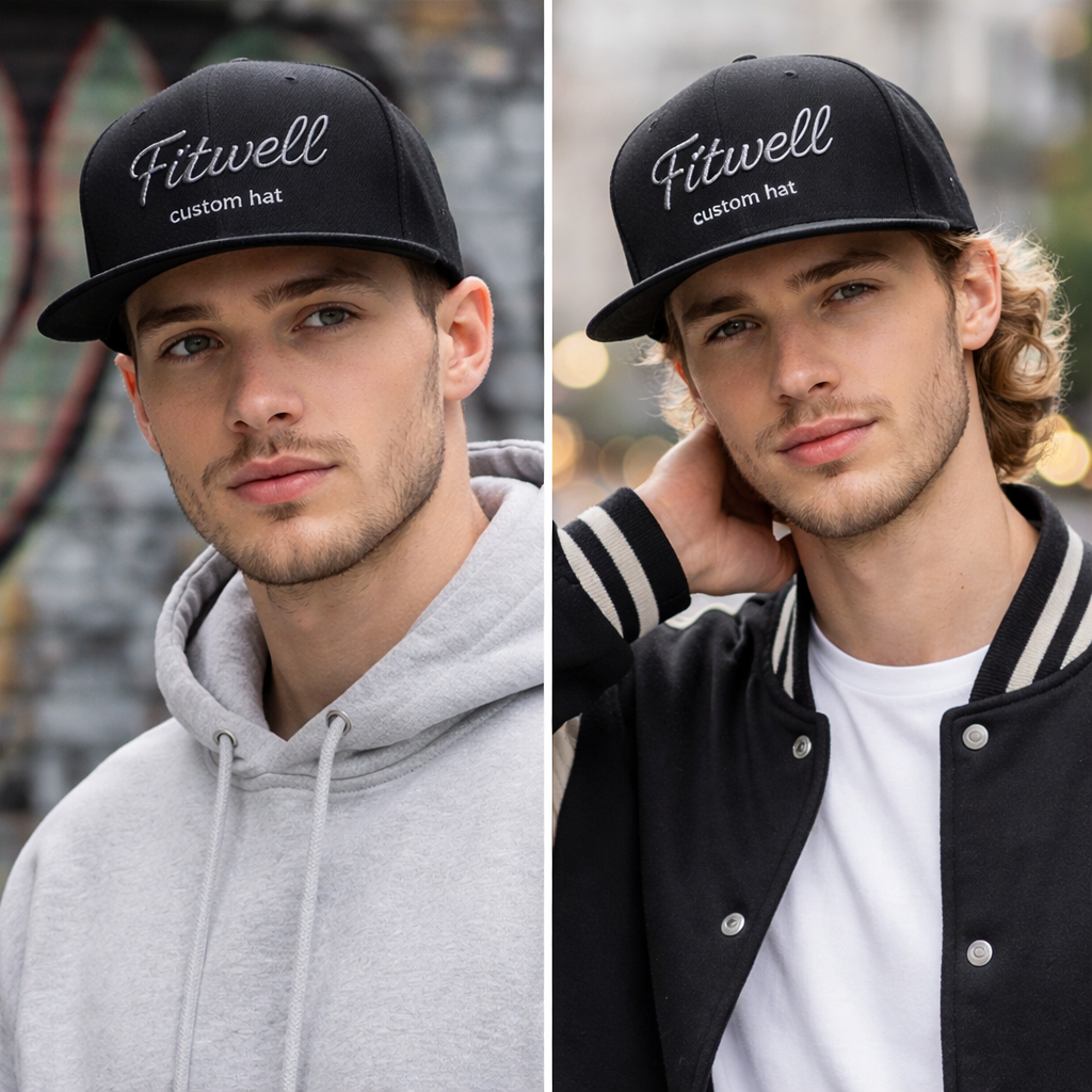 Black Predator Letter Snapback Cap – 3D Embroidered 6 Panel Streetwear Hat