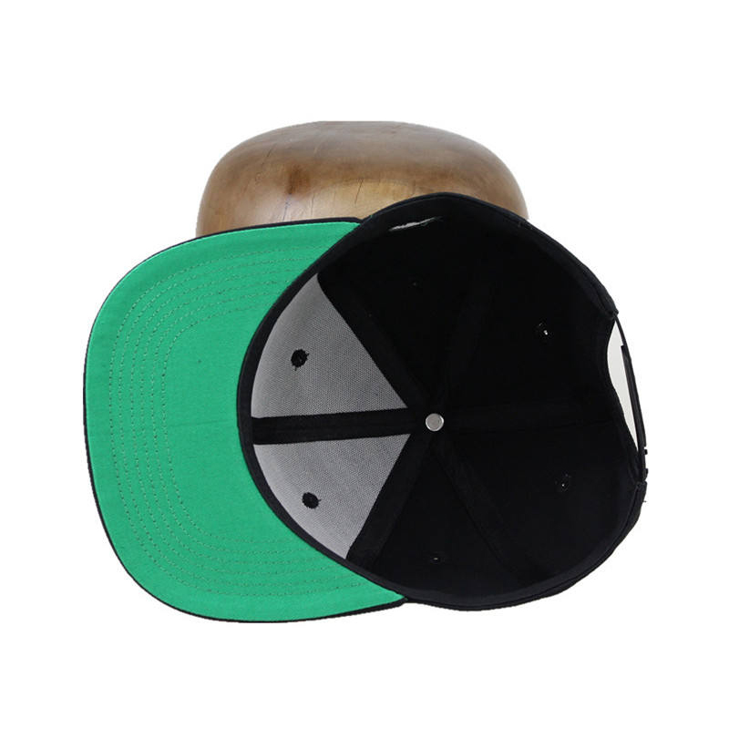 Black Flat Brim Snapback Hat with Iconic Fashion Brand 3D Embroidery