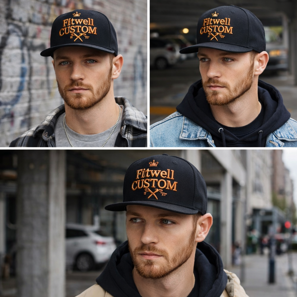 Hard Graft Embroidered Snapback Cap – Black & Orange Urban Style