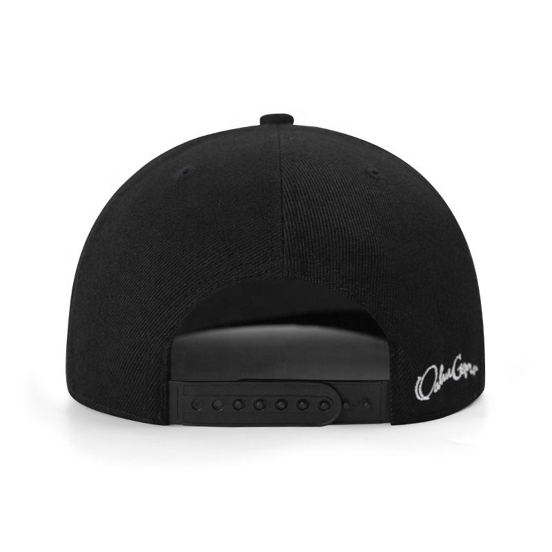 Black Aloha Script Embroidered Flat Brim Snapback Hat