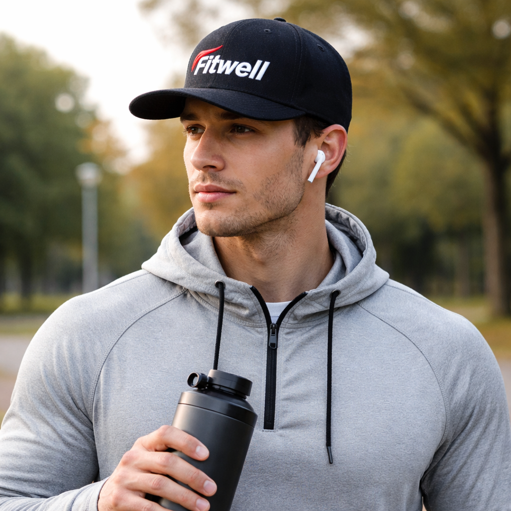 Black Flat Brim Cap with Red & White 3D Embroidery – 6 Panel Streetwear Snapback