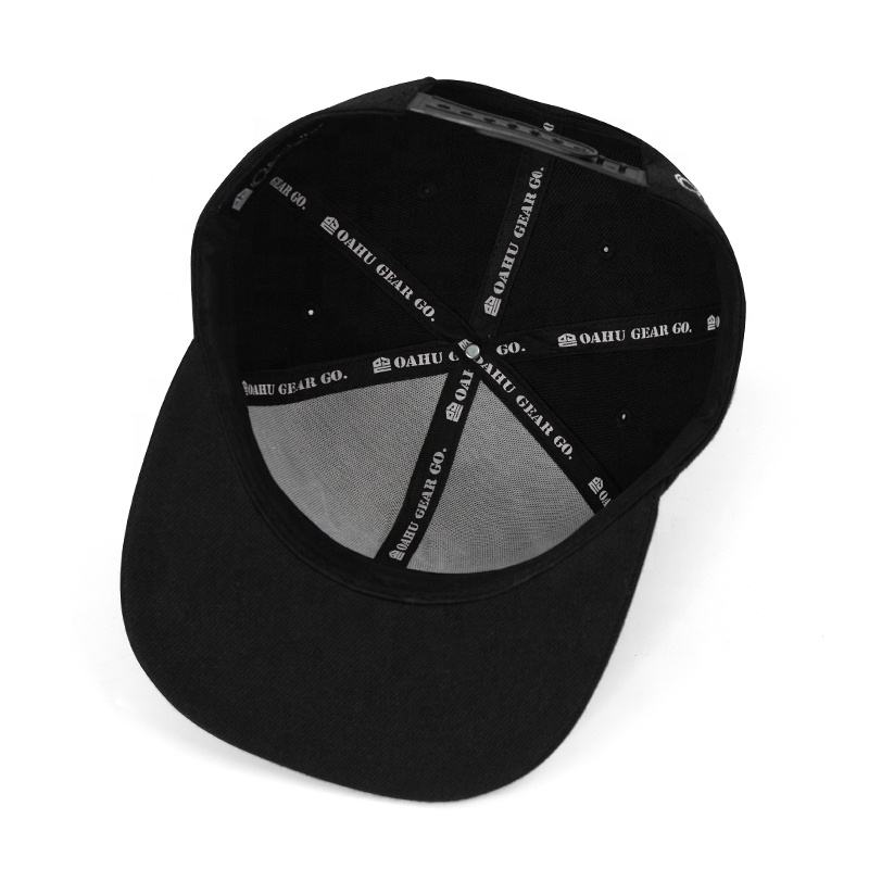 Black Aloha Script Embroidered Flat Brim Snapback Hat