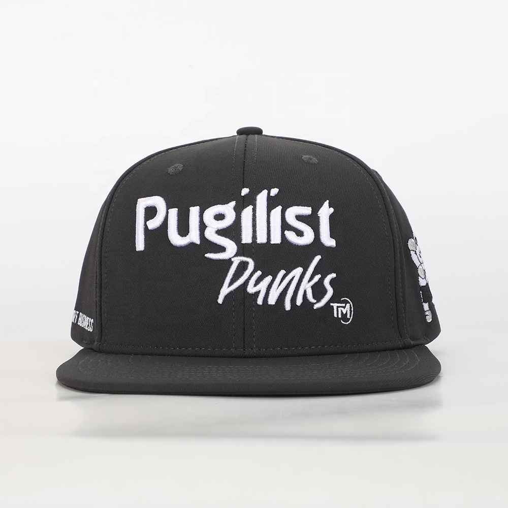 Pugilist Punks Black Snapback Hat with 3D Embroidery