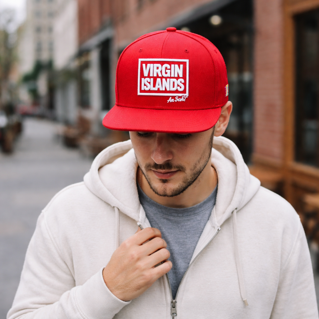 Virgin Islands Red Snapback Hat with White Embroidery