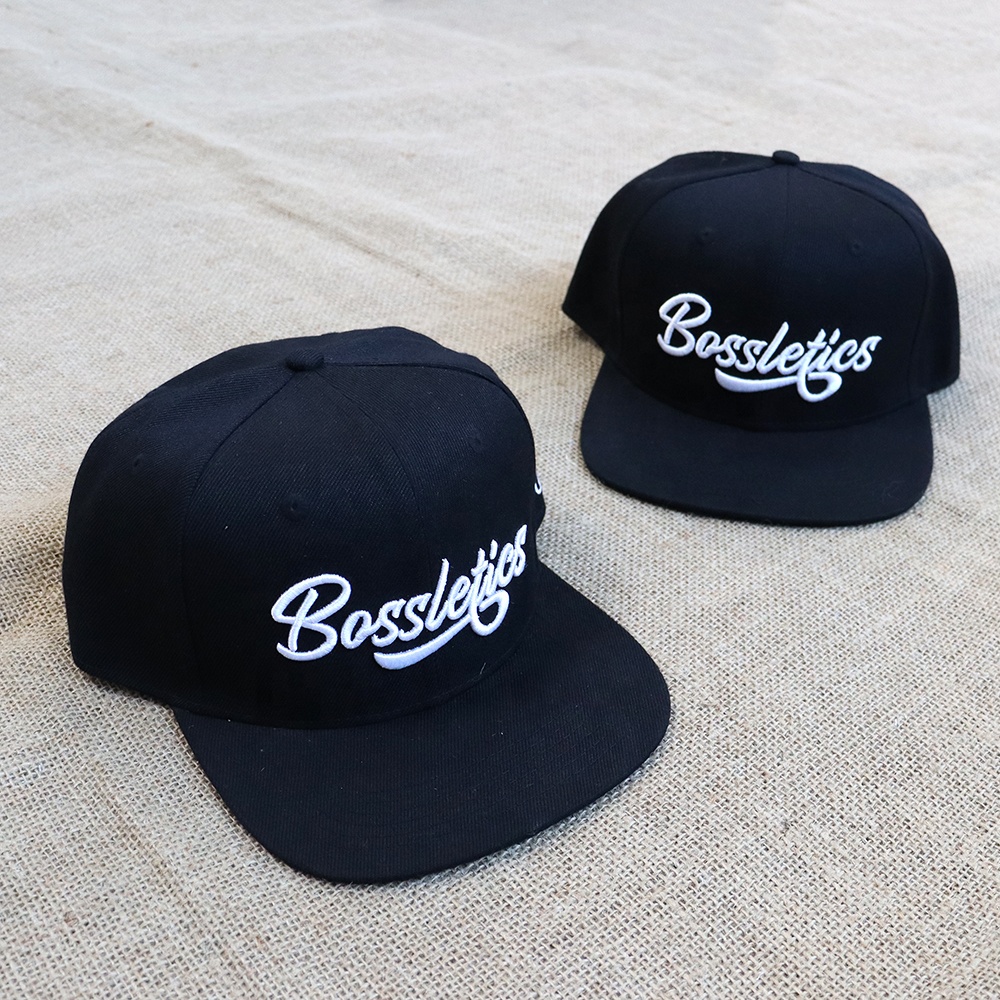 Bold Black Snapback Hat with 3D Embroidered Streetwear Logo