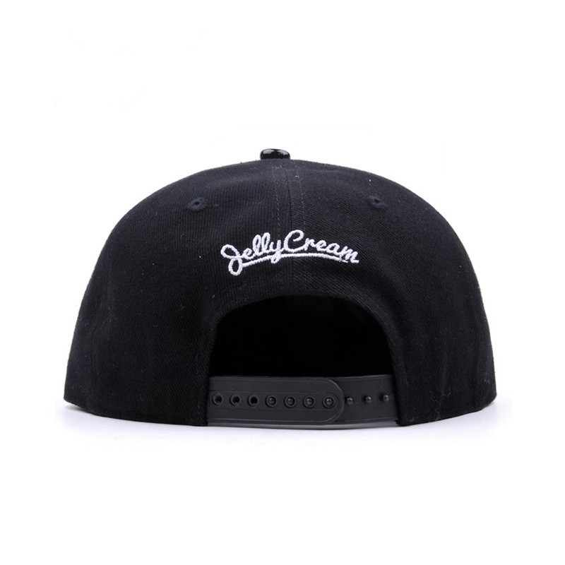 Black Flat Bill Snapback Hat with TEAM Script 3D Embroidery
